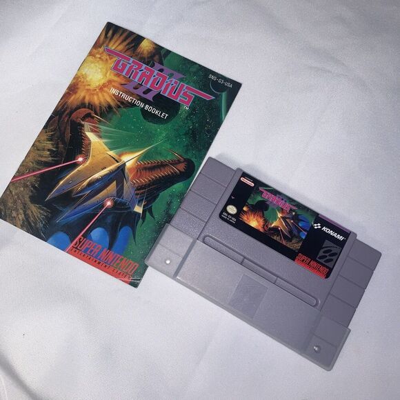 vintage video game Gradius III(Super Nintendo SNES,1991) CIB w/booklet No Poster - Picture 7 of 8
